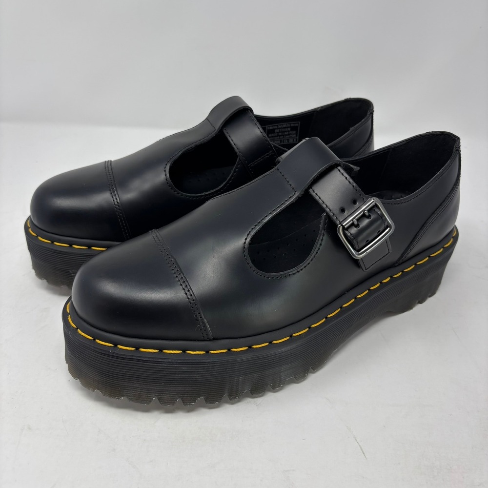 Dr. Martens Bethan Mary Jane Size 10M/11W Black Platform T-Bar Polished Smooth